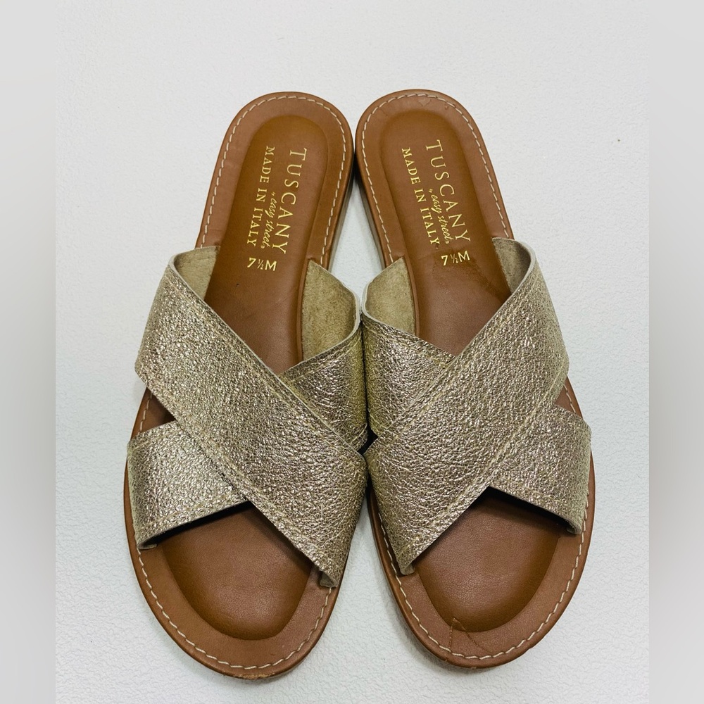 Tuscany by east street sandals with gold straps. Size 7.5